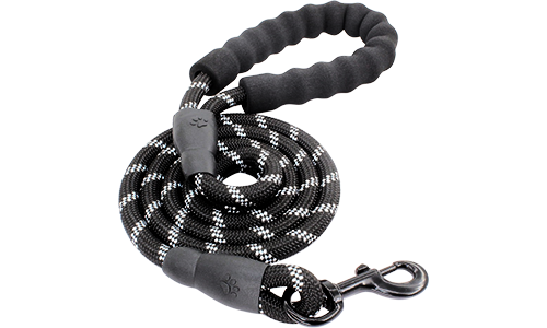 Laisse chien réfléchissante rose, 1,5 cm x 1,5 m, corde durable et poignée rembourrée pour confort et sécurité.