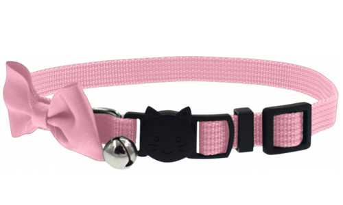 Collier rose pour chat avec nœud élégant et réglable, léger, et doté d'une clochette pour le style et la sécurité.