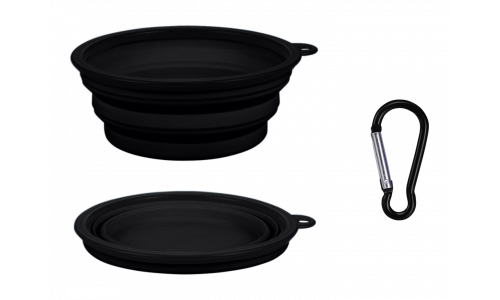 Bol pliable pour chien noir, 350 ml, compact, pratique pour les voyages, facile à transporter et nettoyer.