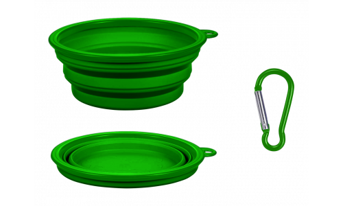 Bol pliable pour chien vert, 350 ml, compact, pratique pour les voyages, facile à transporter et nettoyer.