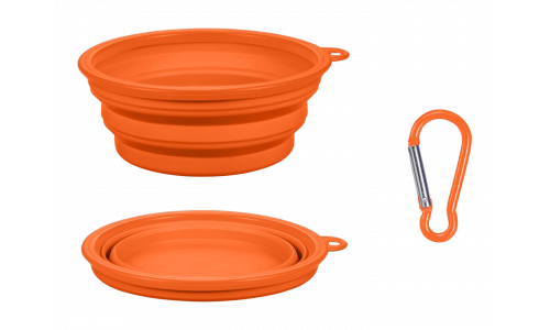 Opvouwbare Hondenbak Oranje opvouwbare hondenkom, 350ml capaciteit, compact en reisvriendelijk, opvouwbaar voor draagbaarheid.