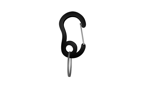 Mousqueton noir robuste avec anneau, 13x22mm, conçu pour fixer solidement médailles ou accessoires aux colliers.