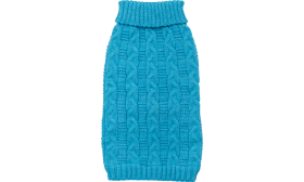 Pull en coton chaud bleu pour chien, motif torsadé, protection supplémentaire, en coton de haute qualité.