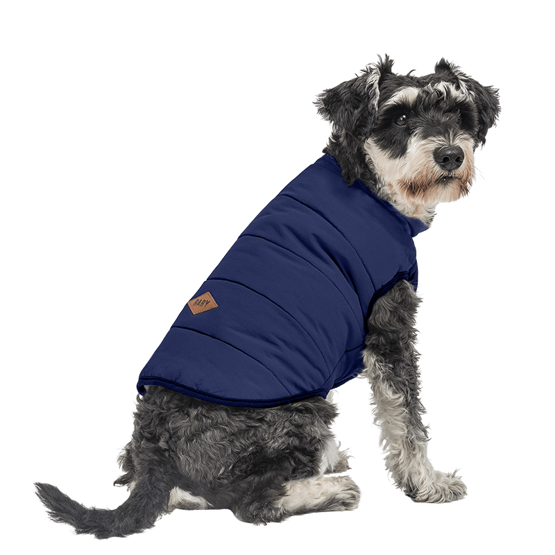 Winddicht Wintervest Voor Honden Marineblauw winddichte honden wintervest, comfortabele pasvorm, ontworpen voor warmte en bescherming in koud weer.