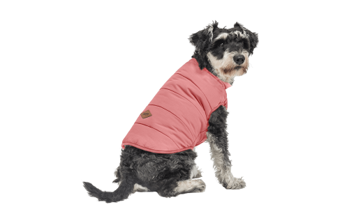 Gilet d'hiver rose coupe-vent pour chien, ajustement confortable, conçu pour la chaleur et la protection.
