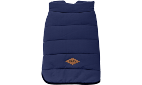 Manteau Coupe-Vent d'Hiver pour Chien Gilet d'hiver bleu marine coupe-vent pour chien, ajustement confortable, en polyester pour chaleur et protection.