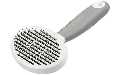 Brosse auto-nettoyante à picots pour chien et chat, picots fins en métal, poignée ergonomique, pour poils morts et nœuds.
