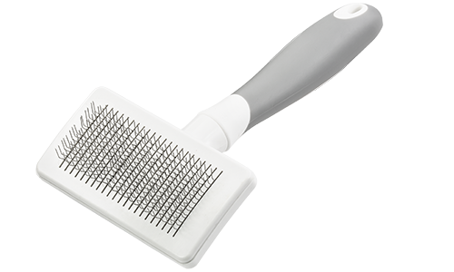 Brosse slicker auto-nettoyante pour chien et chat, avec poils métalliques fins et poignée ergonomique, pour démêler.