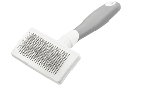Brosse slicker auto-nettoyante pour chien et chat, avec poils métalliques fins et poignée ergonomique, pour démêler.