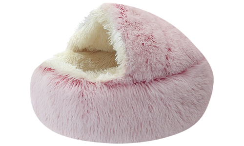 Slipper Huisdierenbed Slipper-vormig hondenbed in roze met fluffy binnenkant, zachte stof, gezellige, afgesloten ruimte voor rust.