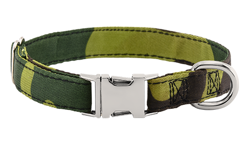 Collier pour Chien avec Boucle Gravée Collier chien à motif camouflage avec boucle métal pour gravure du nom du chien, 36-60 cm x 2,5 cm, avec anneau en D.