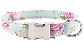 Collier pour Chien avec Boucle Collier chien à motif floral pastel avec boucle métal ajustable, 40-63 cm x 2 cm, avec anneau en D pour attacher la laisse.