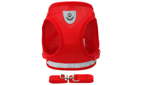 Gilet Harnais Réfléchissant pour Chat avec Laisse Harnais rouge réfléchissant pour chat avec laisse assortie, élégant et sans couture, robuste et durable.