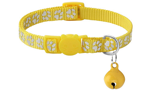 Breakaway Kattenhalsband met Pootjespatroon Gele paw-patroon breakaway kattenhalsband, verstelbaar en lichtgewicht, veiligheidsgesp met bijpassende bel.