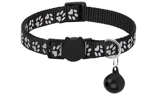 Breakaway Kattenhalsband met Pootjespatroon Zwarte paw-patroon breakaway kattenhalsband, verstelbaar en lichtgewicht, veiligheidsgesp met bijpassende bel.