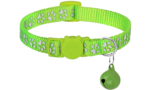Breakaway Kattenhalsband met Pootjespatroon Groene paw-patroon breakaway kattenhalsband, verstelbaar en lichtgewicht, veiligheidsgesp met bijpassende bel.