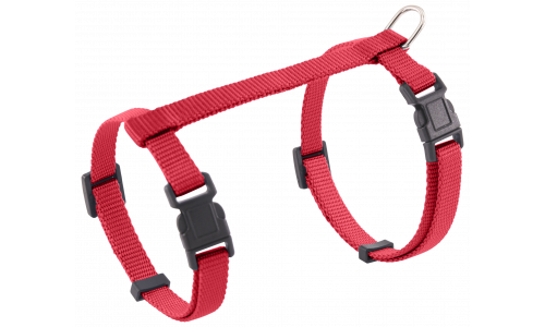 Kattentuigje Rood kattenharnas met verstelbare riemen en metalen D-ring voor riem, voor veilig en comfortabel gebruik.