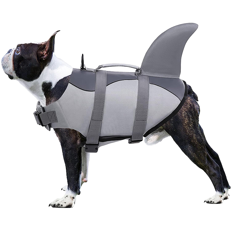 Gilet de sauvetage Requin pour Chien Gilet de sauvetage pour chien à thème requin, sangles sécurisées, flottaison assurée. Convient à tous types de chiens.