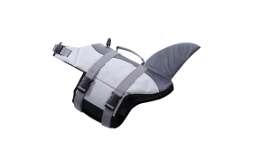 Gilet de sauvetage pour chien à thème requin, sangles sécurisées, design ajustable. Convient à tous types de chiens.