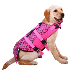 Gilet de sauvetage pour chien à thème sirène, sangles sécurisées, flottaison assurée. Convient à tous types de chiens.