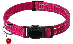 Reflecterende Breakaway Kattenhalsband Reflecterende roze breakaway kattenhalsband, verstelbaar en lichtgewicht voor comfort, veilige breakaway gesp en bel.