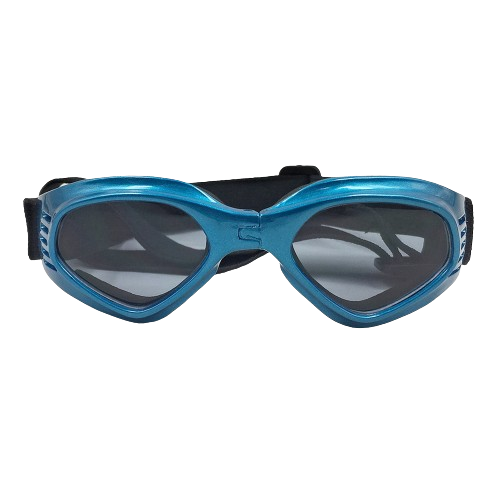 Blauwe honden zonnebril met UV-bescherming, donkere lenzen voor oogveiligheid, stijlvolle look, voor buitenavonturen.
