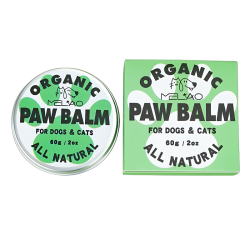 Groene en witte tin en doos met biologische pootbalsem voor honden en katten, 60g, voor het beschermen van pootkussentjes.