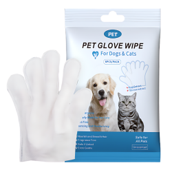 Hypoallergene handschoen doekjes voor honden en katten, 6 stuks per verpakking, voor zachte reiniging en deodorising.