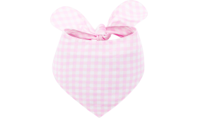 Bandana à carreaux rose et blanc pour chien avec nœud, facile à laver, en coton léger 100%.