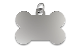 Médaille Os Gravée Médaille chien os argentée, finition lisse, avec anneau en argent, personnalisable avec le nom du chien gravé.