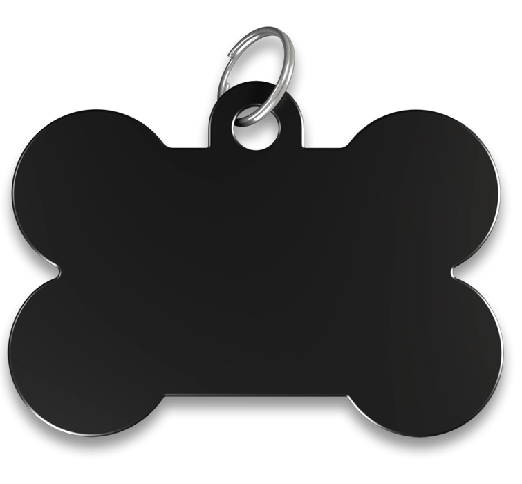 Médaille Os Gravée Médaille chien os noire, finition lisse, avec anneau en argent, personnalisable avec le nom du chien gravé.