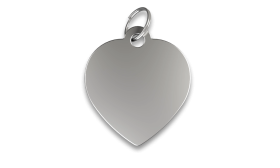 Hondenpenning Hart Zilveren hartvormige hondenpenning met gladde afwerking, zilveren ring, personaliseerbaar met gegraveerde hondennaam.