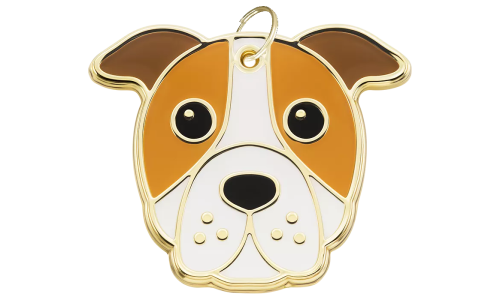 Staffordshire Bull Terrier-hondenpenning met gouden rand, lichtgewicht, ontworpen voor hondenpenningen.