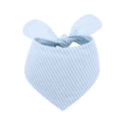 Bandana personnalisée rayée bleu clair et blanc pour chien, personnalisable avec nom brodé.