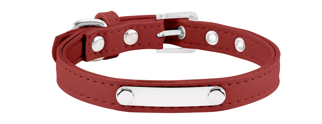 Collier pour Chien Gravé Classique Collier chien marron classique avec plaque ID intégrée pour gravure, 27-34 cm x 1,5 cm, durable et robuste.