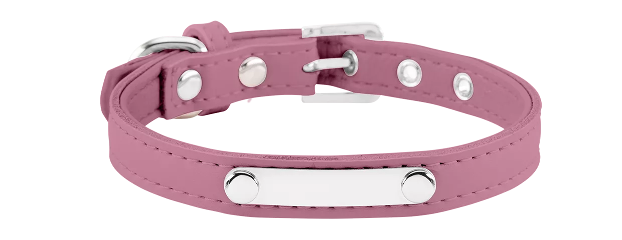 Collier pour Chien Gravé Classique Collier chien rose classique avec plaque ID intégrée pour gravure, 27-34 cm x 1,5 cm, durable et robuste.