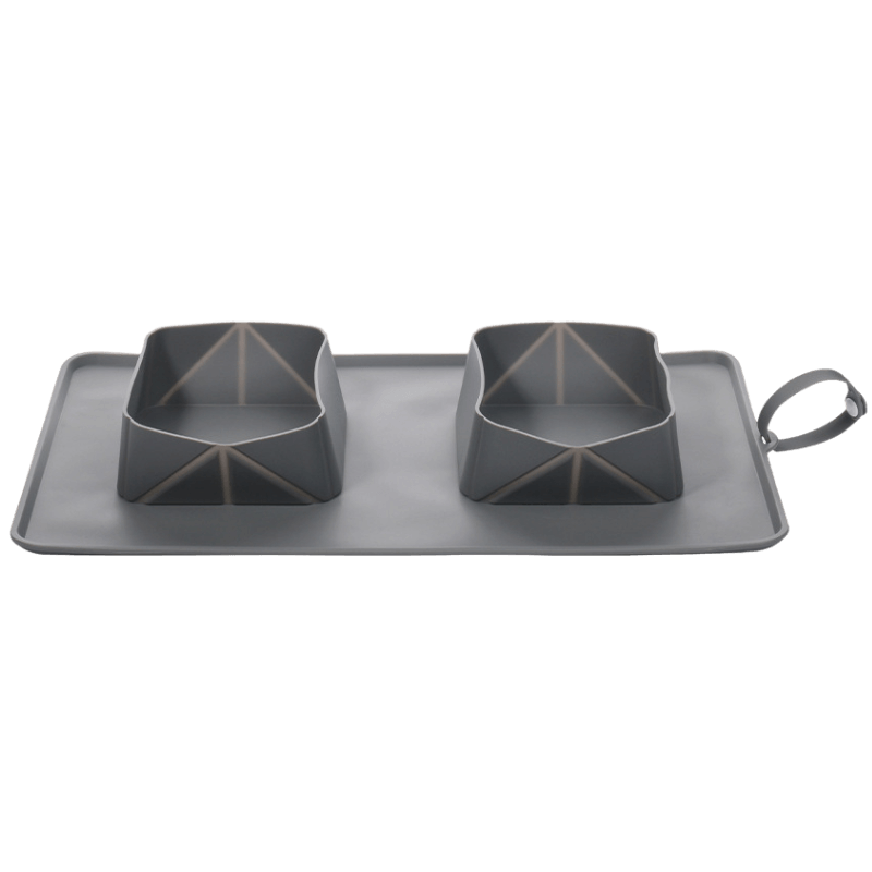 Gamelle de Voyage Pliable pour Chien - 1 200 ml tapis alimentaire double pliable