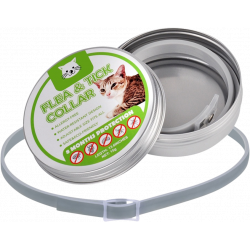 Natuurlijke vlooien- en tekenhalsband voor katten, 8 maanden bescherming, waterdicht en duurzaam ontwerp.