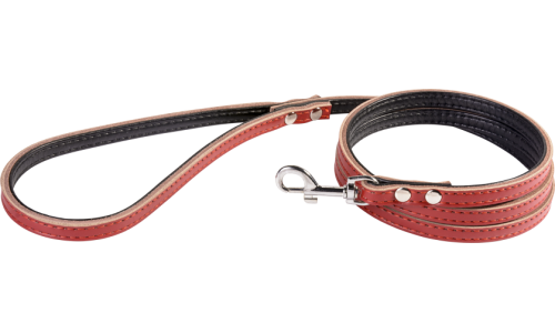 Laisse chien en cuir rouge, 1,5 m, taille petite, couture solide, fermoir durable, intérieur rembourré en cuir véritable.
