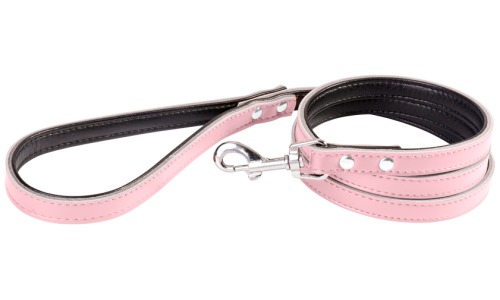 Laisse chien en cuir rose, 1,5 m, taille moyenne, couture solide, fermoir durable, intérieur rembourré en cuir véritable.