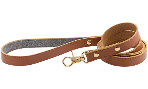 Laisse haut de gamme en cuir marron pour chien, 120 cm, durable, avec fermoir et rivets dorés pour un style luxueux.