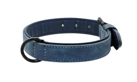 Luxueux Collier pour Chien en Velours Collier chien en velours bleu luxe avec doublure intérieure douce, longueur 35-37 cm, pour confort et durabilité.