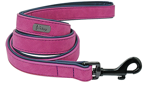 Laisse en velours rose clair pour chien, 120 cm, facile à tenir, matériaux de qualité, pour des balades confortables.