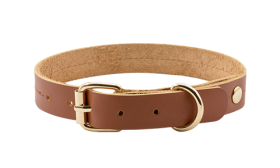 Collier pour Chien en Cuir Véritable Haut de Gamme Collier chien en cuir marron et tan, 43-53 cm x 3,2 cm, boucle dorée et anneau en D, durable et élégant.