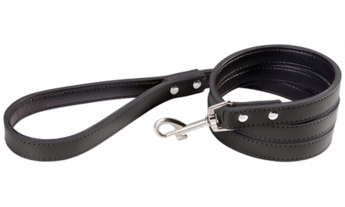 Laisse chien en cuir noire, 1,5 m, taille grande, couture solide, fermoir durable, intérieur rembourré en cuir véritable.