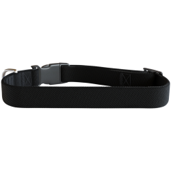 Collier chien brodé noir, 41-63 cm x 1,5 cm, nylon léger, personnalisable avec nom et détails du chien.