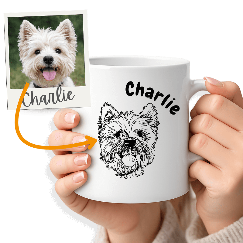Mug chien personnalisé avec photo artistique – ajoutez le nom de votre toutou