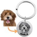 Porte-clés chien personnalisé – transformez la photo de votre chien en dessin gravé